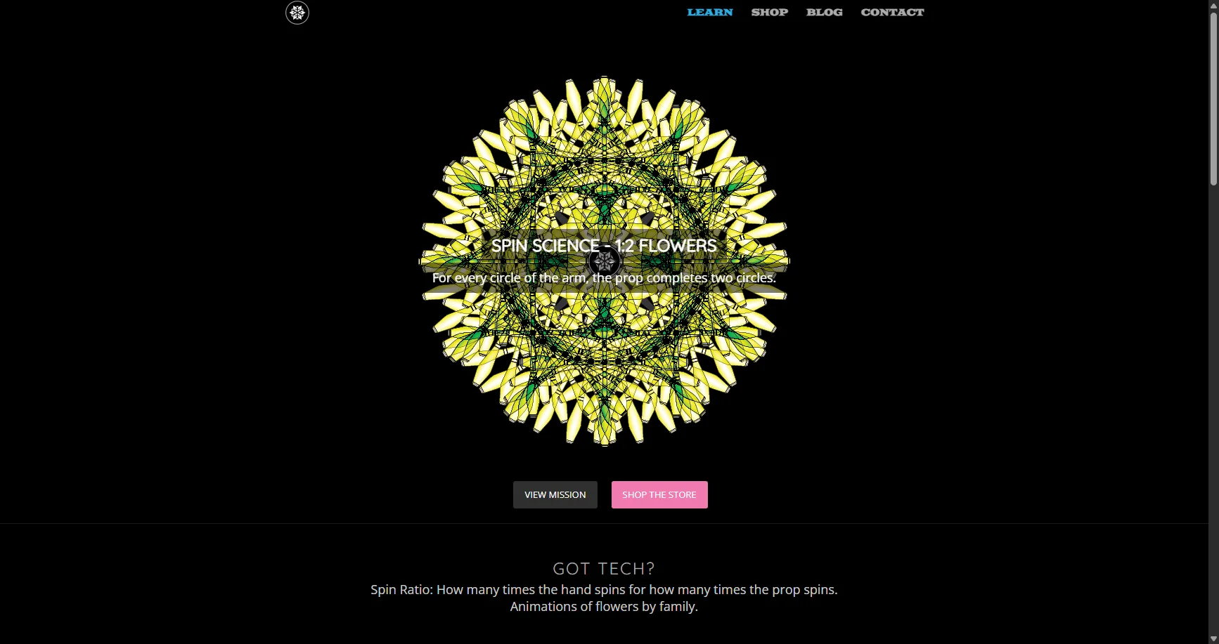 Screenshot of the Spin Science website by Lorq Nichols